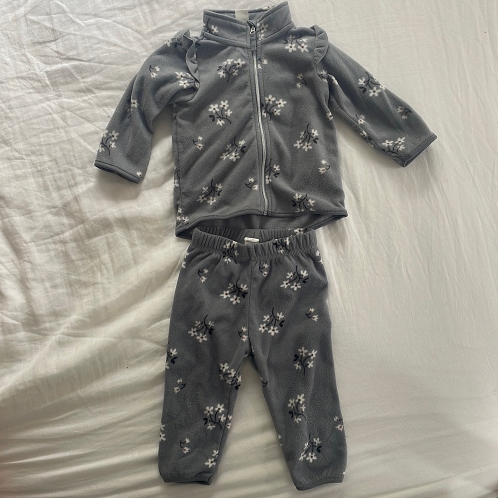 H&M blue fleece matching set, 9-12 months